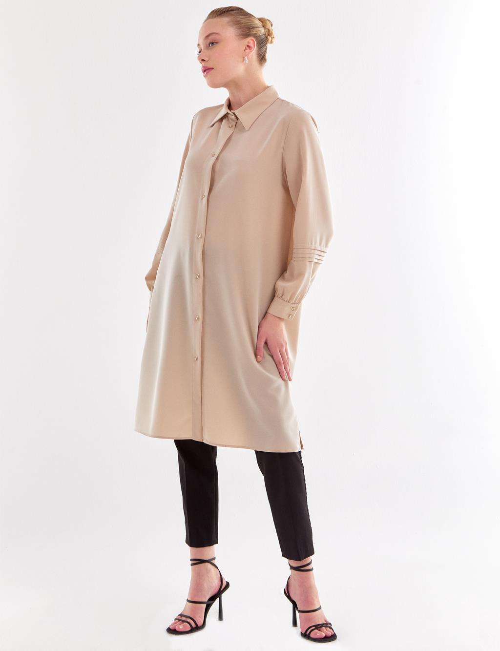 Ribbed Long Tunic Sand Beige