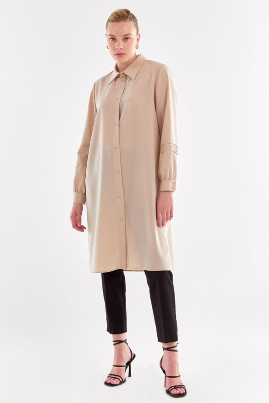 Ribbed Long Tunic Sand Beige