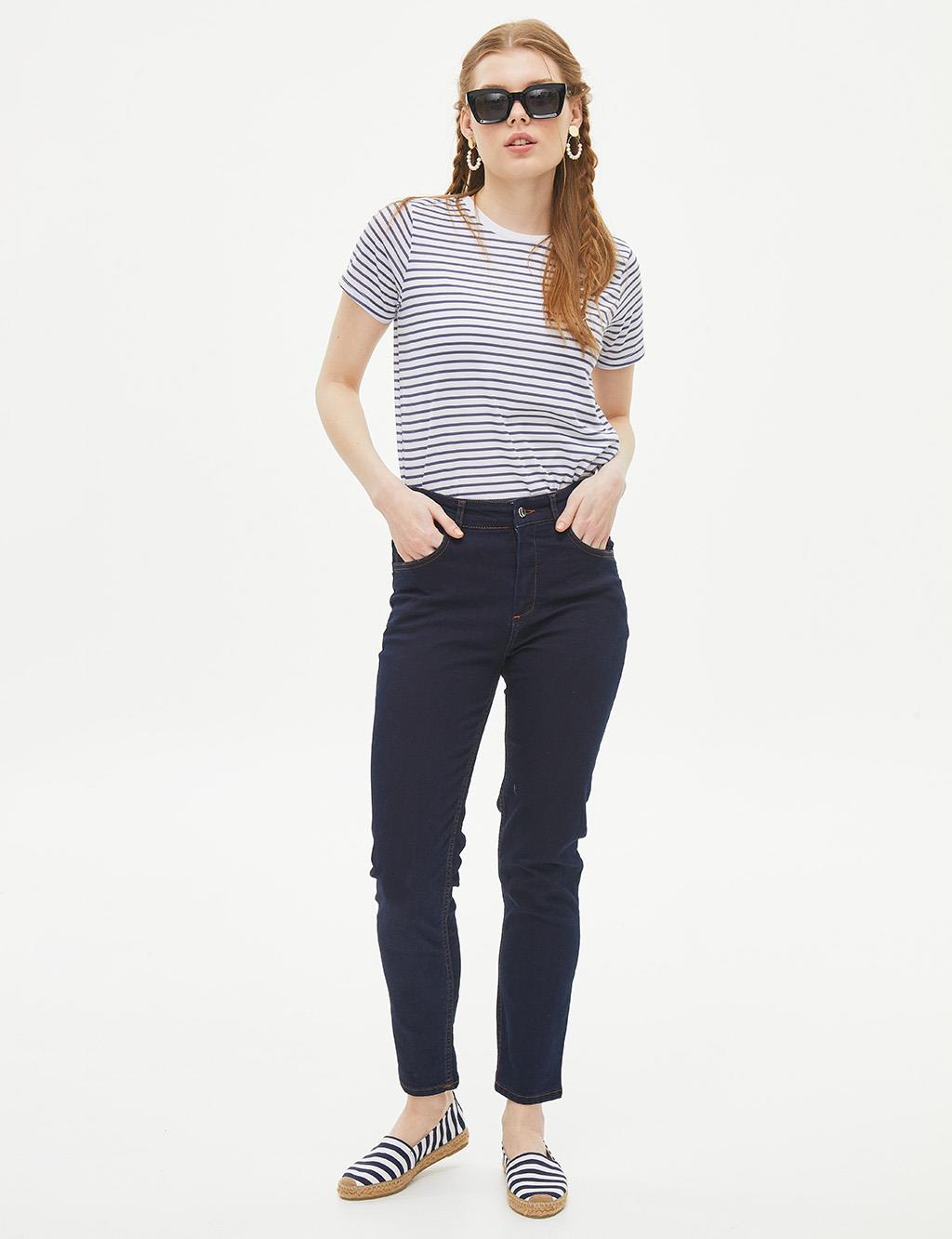 Slim Fit Denim Pants Navy