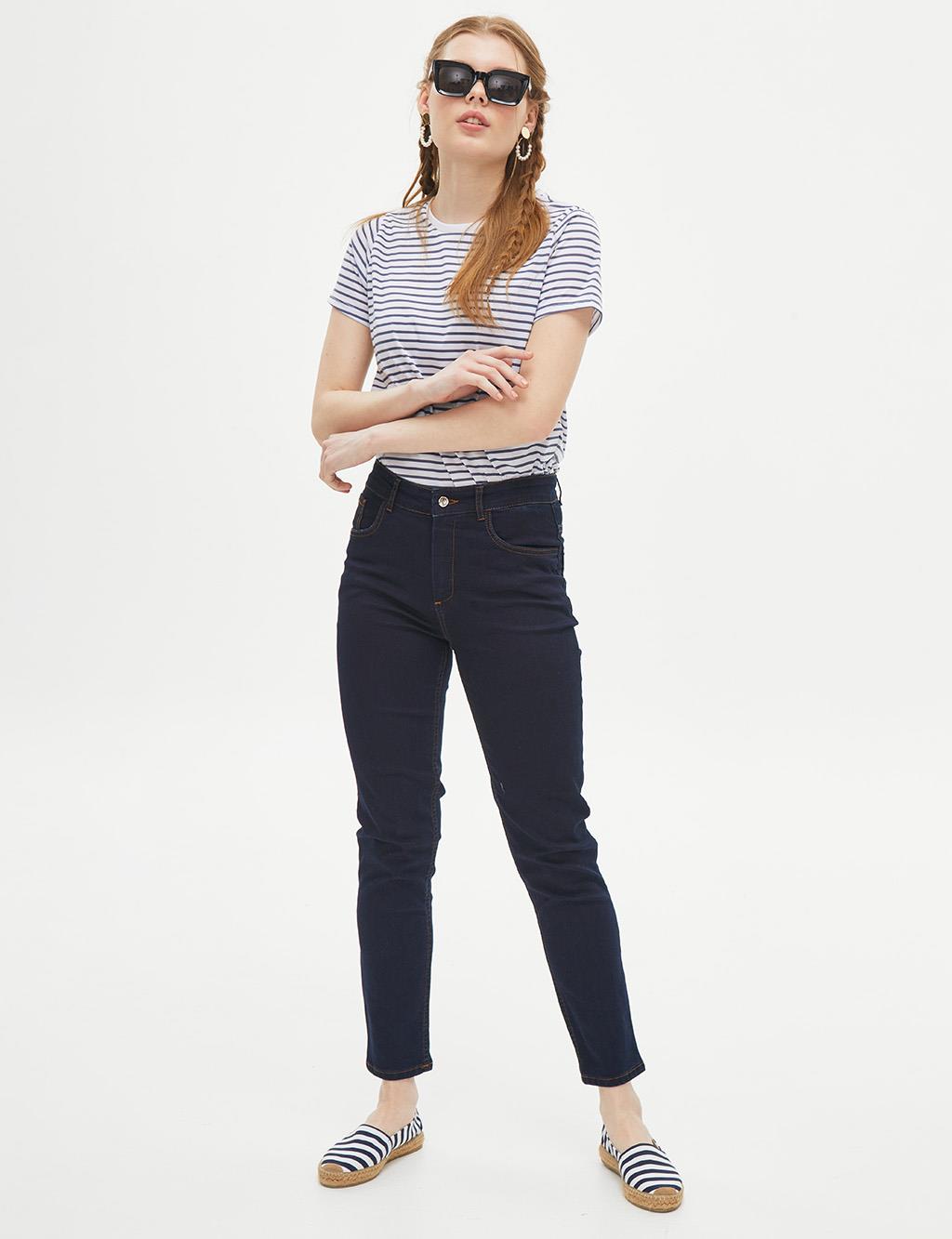 Slim Fit Denim Pants Navy