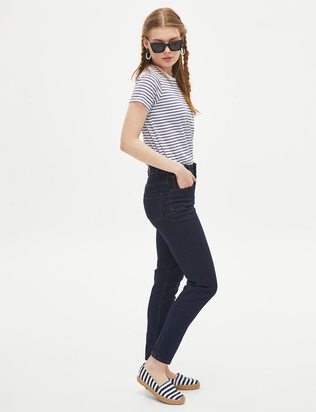 Slim Fit Denim Pants Navy