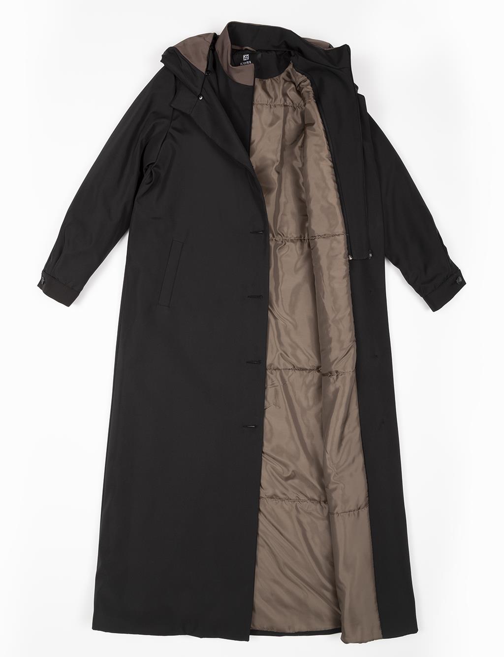 Kapüşon Detaylı Üst Mont Siyah