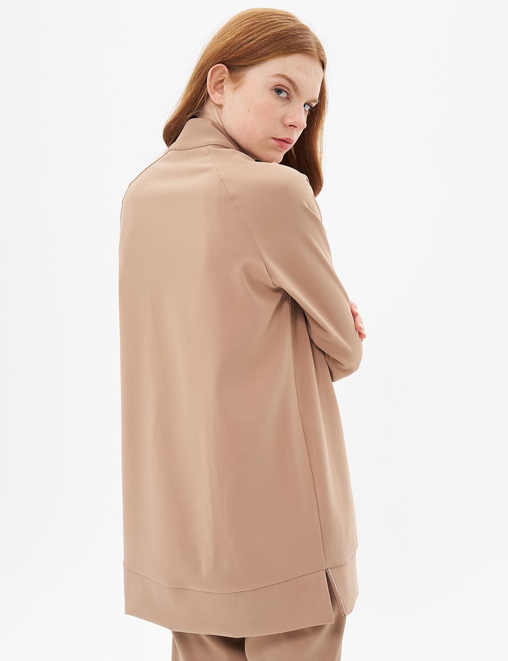 Parlak Taş İki Parçalı Set Bej