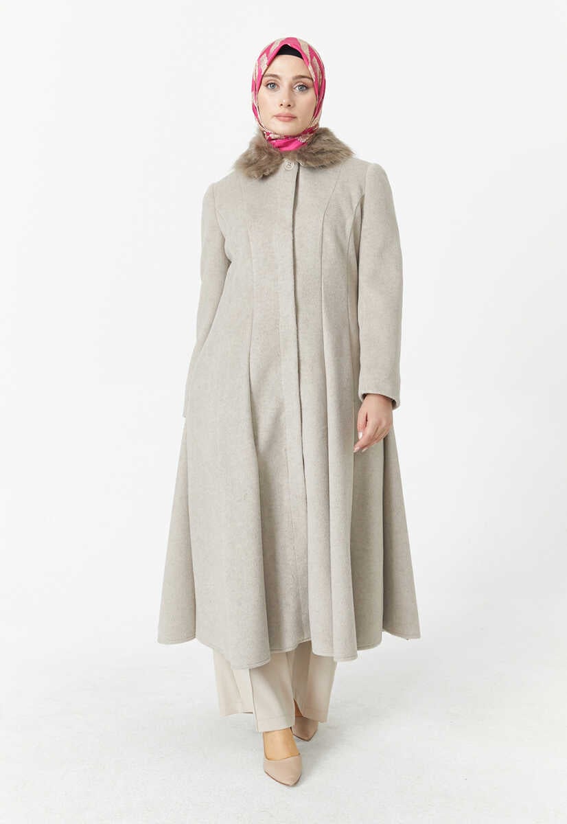 Gelaagde Mantel met Bontkraag