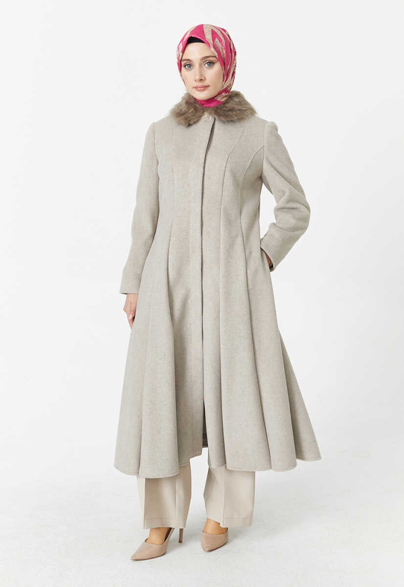 Gelaagde Mantel met Bontkraag