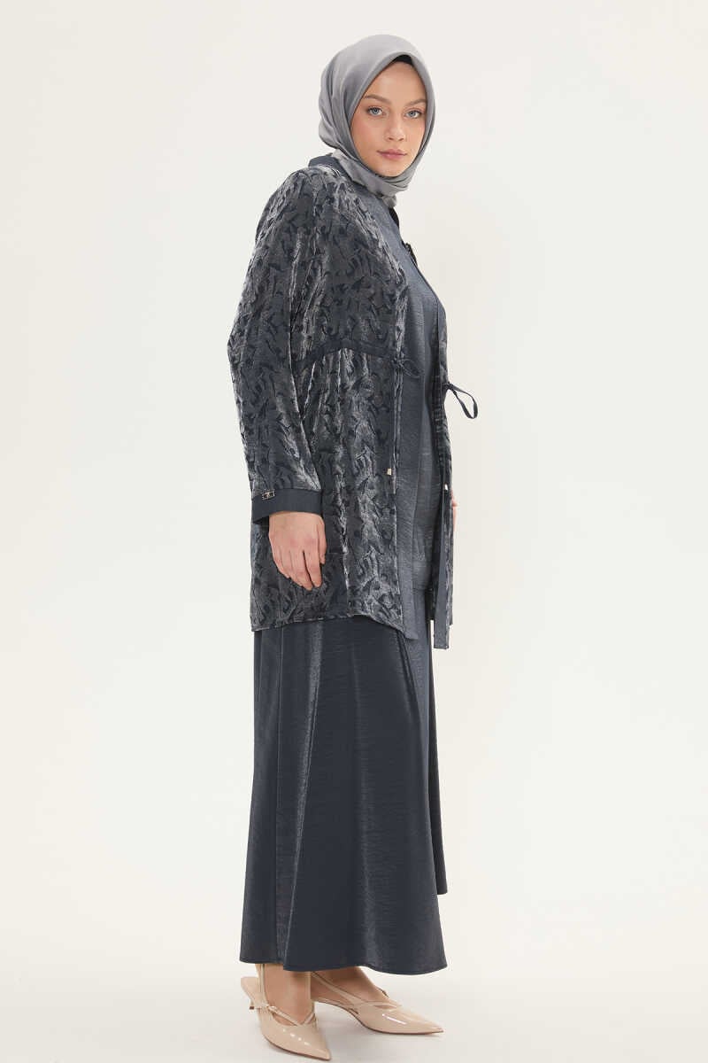 Broş Detaylı Tunik ve Etek Takımı