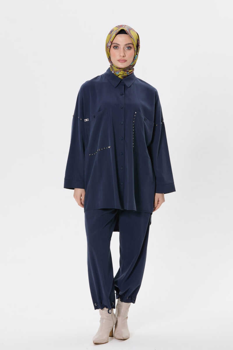 Zımba Detaylı Tunik ve Pantolon Takımı