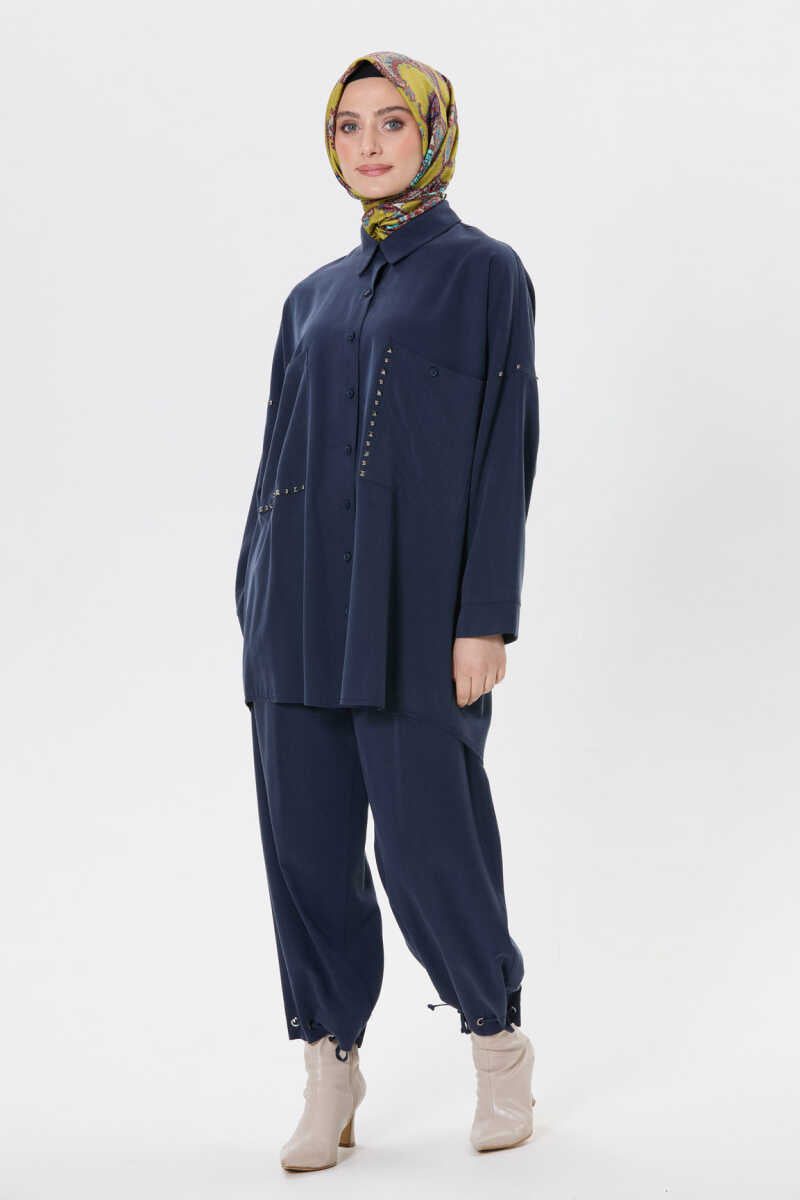 Zımba Detaylı Tunik ve Pantolon Takımı