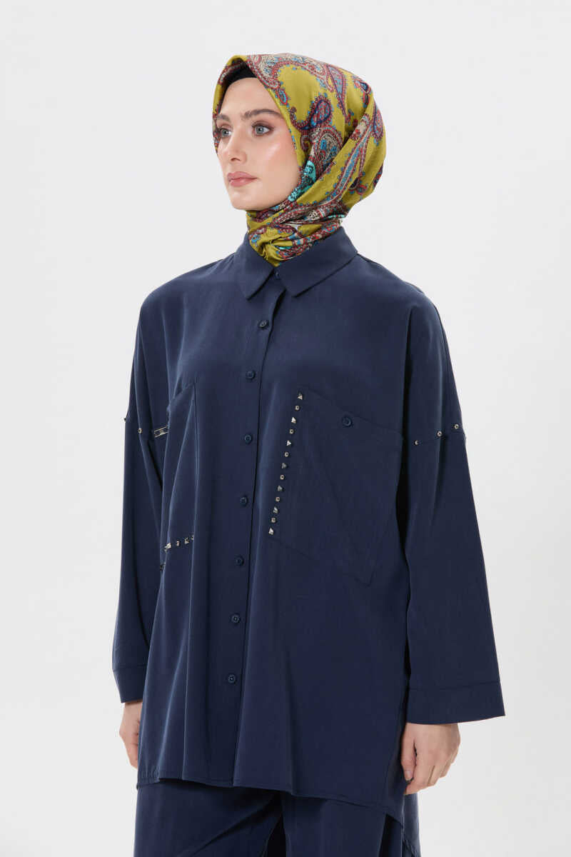 Zımba Detaylı Tunik ve Pantolon Takımı