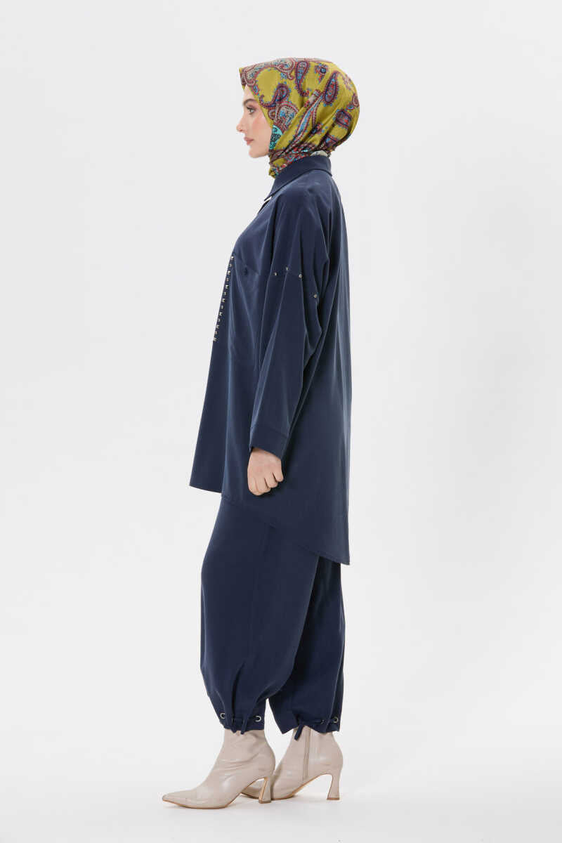 Zımba Detaylı Tunik ve Pantolon Takımı