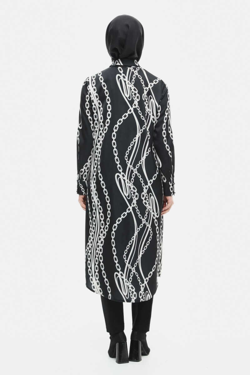 Taş Detaylı Uzun Desenli Tunik