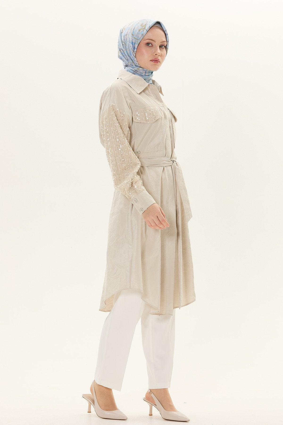 Kap met Pailletten en Ceintuur