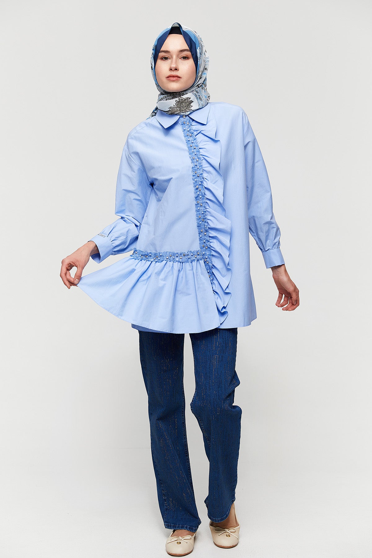 Katoenen Blouse met Volants