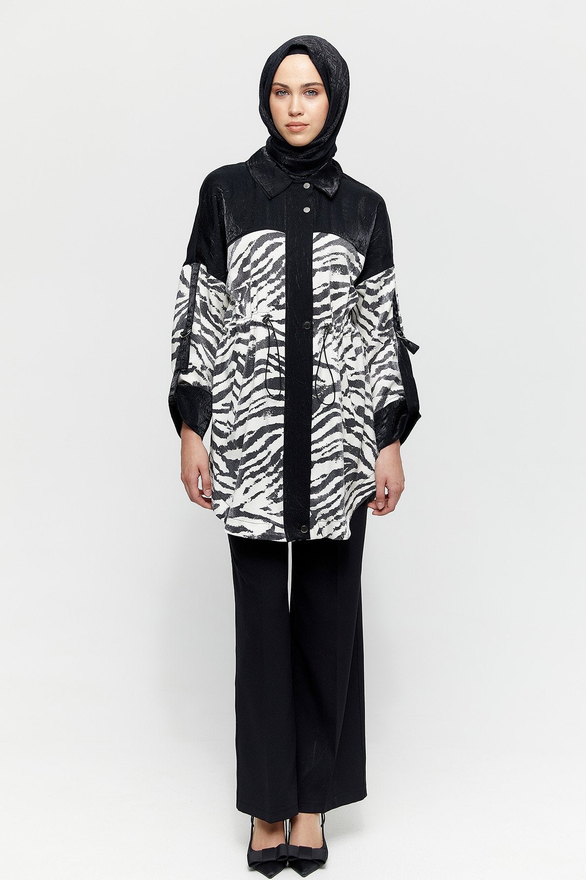 Zebra print jas met ritssluiting