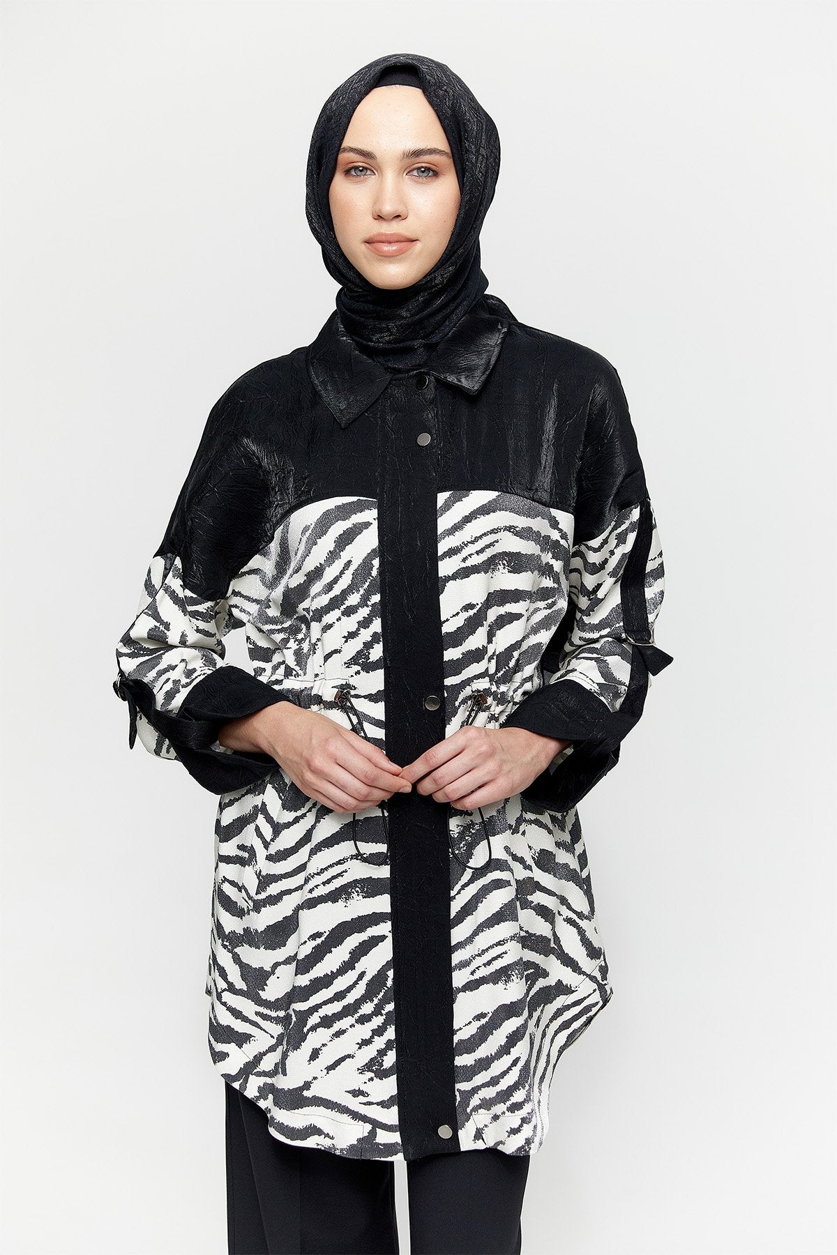 Zebra print jas met ritssluiting