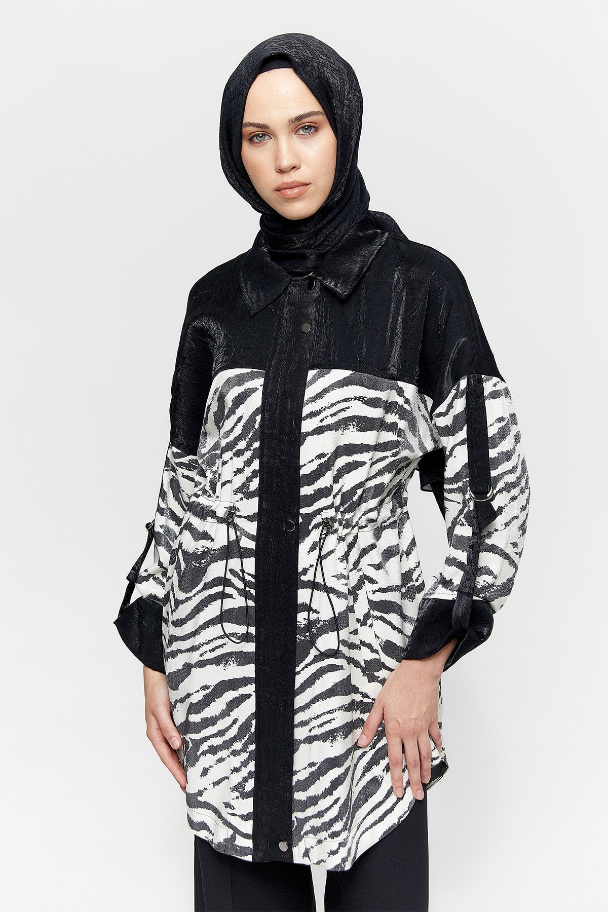 Zebra print jas met ritssluiting