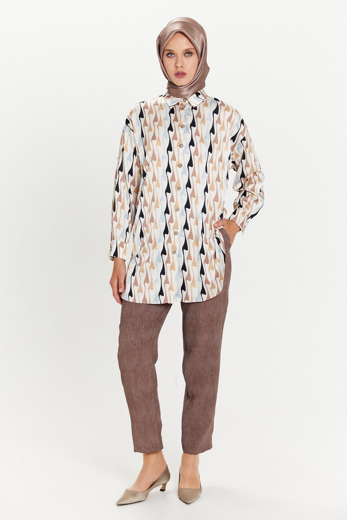 Gedessineerde Fluweel Tuniek