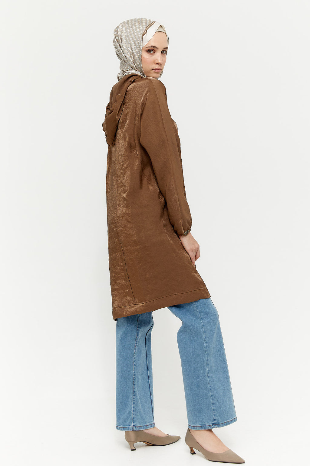 Panel Tasarımlı Kapüşonlu Tunik