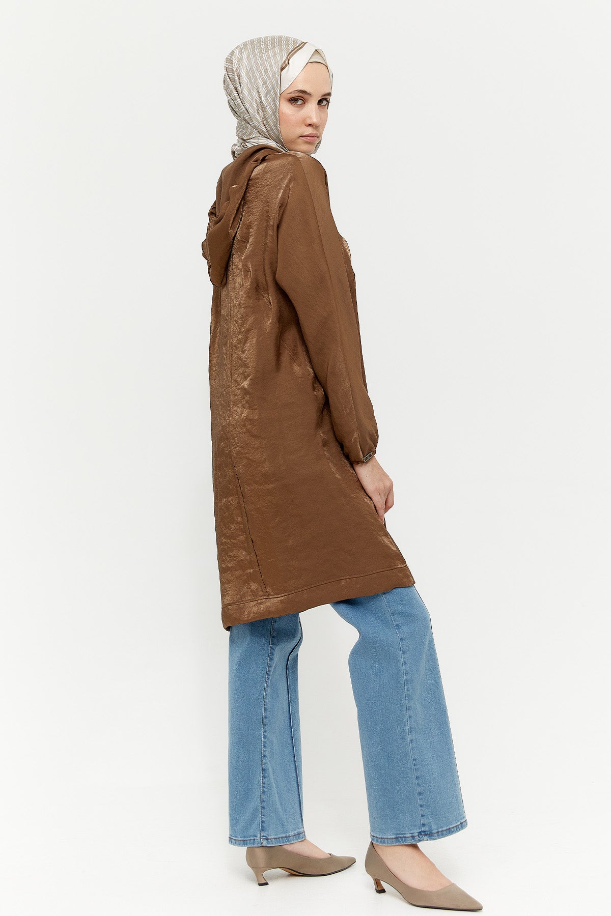Panel Tasarımlı Kapüşonlu Tunik