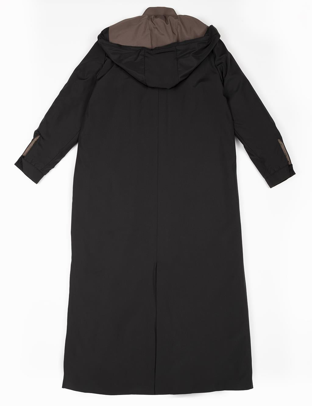 Kapüşon Detaylı Üst Mont Siyah