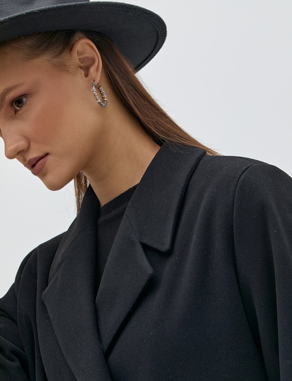 Ankle Epaulette Double Breasted Coat Black