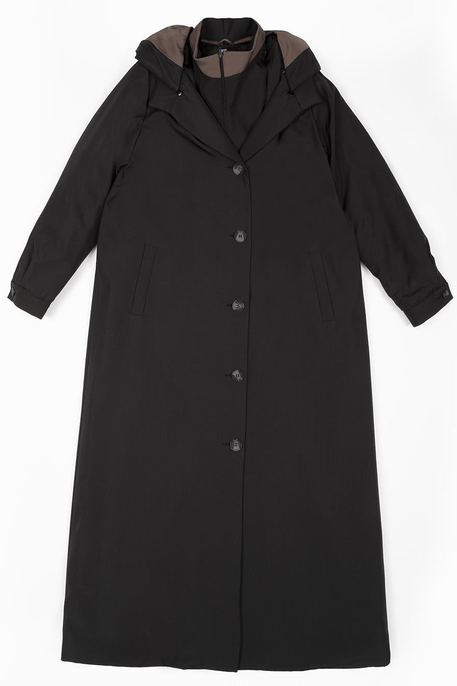 Kapüşon Detaylı Üst Mont Siyah